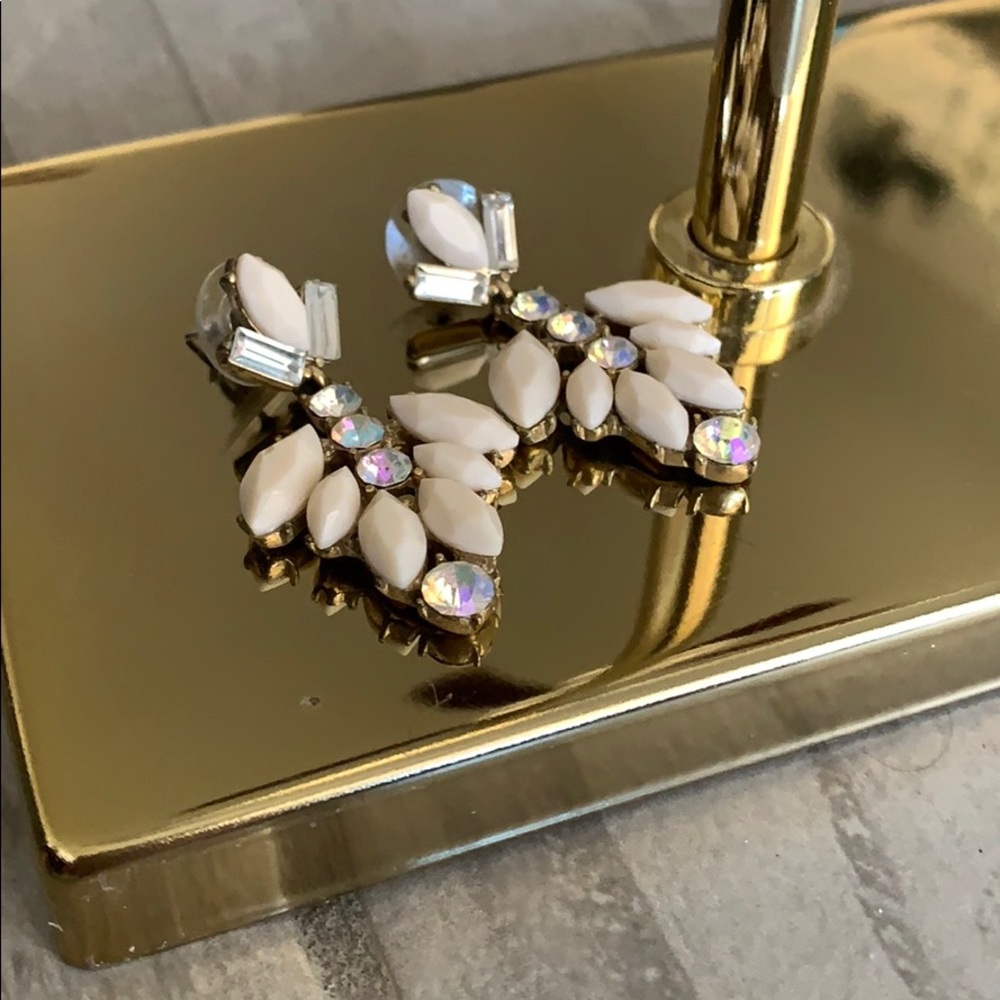 J. Crew cream and crystal drop earrings
